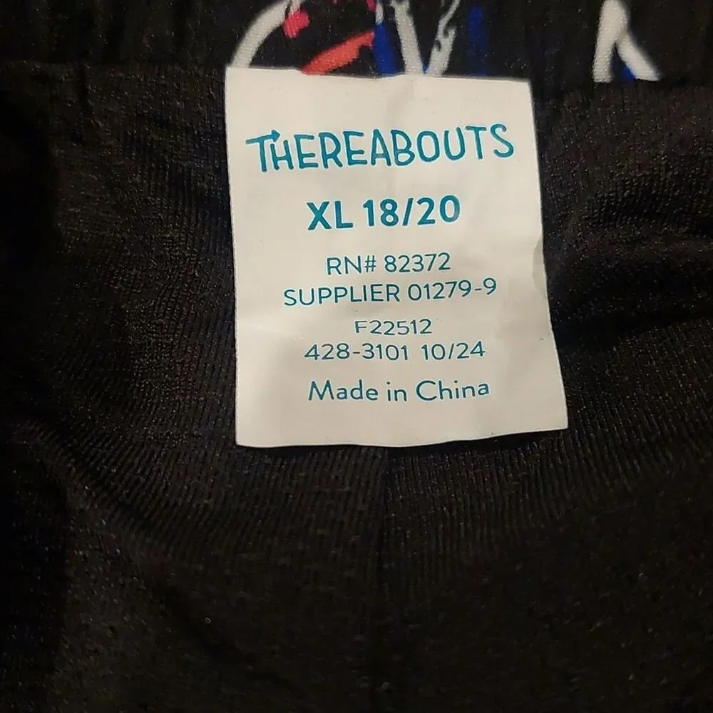 Thereabouts Boy's XL 18/20 Swim Trunks Short Boardshorts Black Palm Trees